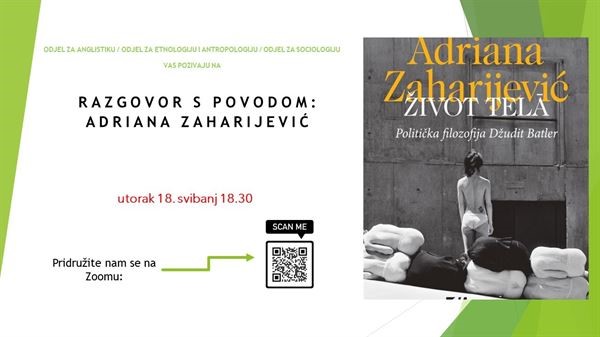 Predstavljanje knjige Adriane Zaharijević „Život tela. Politička filozofija Džudit Butler“