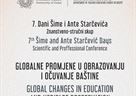 Znanstveno-stručni skup 7. Dani Šime i Ante Starčevića pod nazivom Globalne promjene u obrazovanju i očuvanje baštine