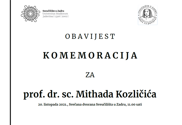 Komemoracija za prof. dr. sc. Mithada Kozličića