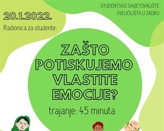 Poziv na radionicu „Zašto potiskujemo vlastite emocije?“