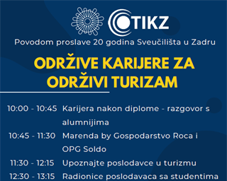 Najava događanja "Održive karijere za održivi turizam"