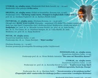 Studentska tribina "Riječ je lijek" na Danima kroatistike (promjena termina)
