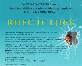 Studentska tribina "Riječ je lijek" na Danima kroatistike (promjena termina)