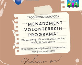 Poziv na edukaciju  „Menadžment volonterskih programa"