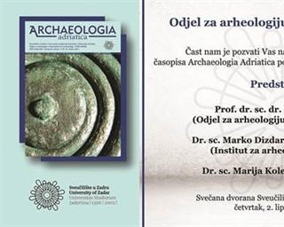 Predstavljanje XV. sveska časopisa "Archaeologia Adriatica"