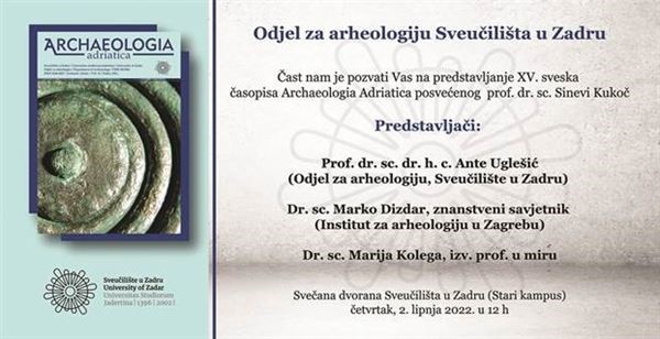 Predstavljanje XV. sveska časopisa "Archaeologia Adriatica"