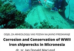 Poziv na javno predavanje "Corrosion and Conservation of WWII iron shipwrecks in Micronesia"