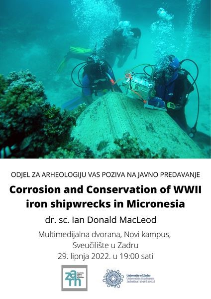 Poziv na javno predavanje "Corrosion and Conservation of WWII iron shipwrecks in Micronesia"