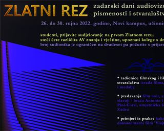 Poziv studentima za sudjelovanje u ljetnoj školi: “ZLATNI REZ - Zadarski dani audiovizualne pismenosti i stvaralaštva”