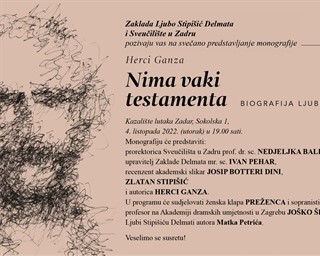 Predstavljanje monografije Nima vaki testamenta autorice Herci Ganza