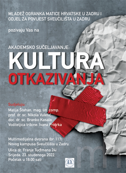 Poziv na tribinu „Akademsko sučeljavanje: kultura otkazivanja“