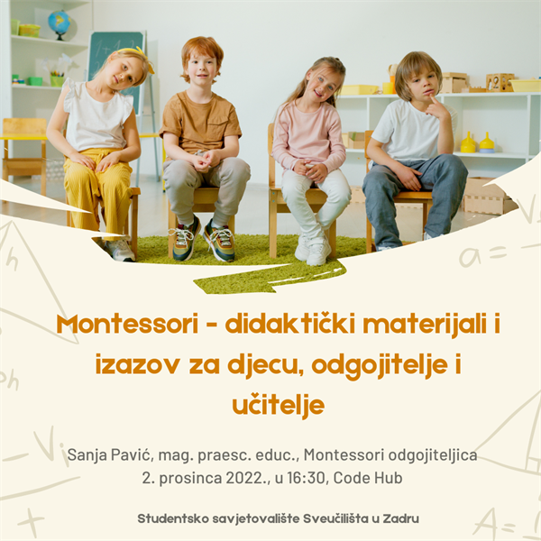 Predavanje „Montessori - didaktički materijali izazov za odgojitelje, učitelje i roditelje“