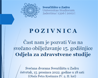 Svečanost povodom 15. godišnjice Odjela za zdravstvene studije