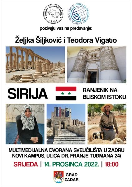Predavanje prof. dr. sc. Željke Šiljković i izv. prof. u miru Teodore Vigato o putovanju u Siriju