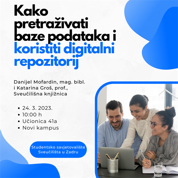 Poziv na radionicu „Kako pretraživati baze podataka i koristiti digitalni repozitorij“