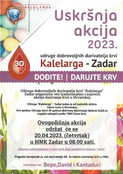 Poziv na akciju dobrovoljnog darivanja krvi