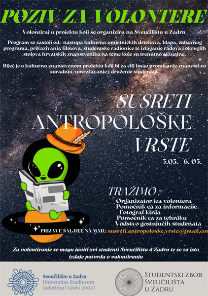 Poziv na volontiranje na studentskom projektu