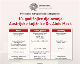 Obilježavanje 10. godišnjice postojanja Austrijske knjižnice „Dr. Alois Mock“ na Sveučilištu u Zadru