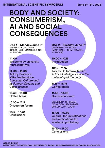 Međunarodni simpozij „Tijelo i društvo: konzumerizam, umjetna inteligencija i društvene posljedice/Body and Society: Consumerism, AI and Social Consequences“