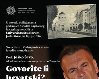 Monodrama "Govorite li hrvatski?" povodom obljetnice osnutka Sveučilišta u Zadru