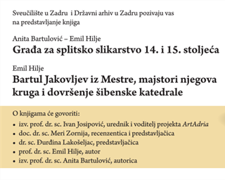 Predstavljanje knjiga "Građa za splitsko slikarstvo 14. i 15. stoljeća" i "Bartul Jakovljev iz Mestre"