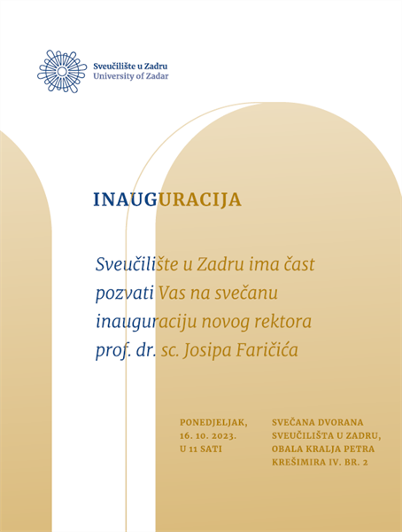 Inauguracija novog rektora Sveučilišta u Zadru prof. dr. sc. Josipa Faričića
