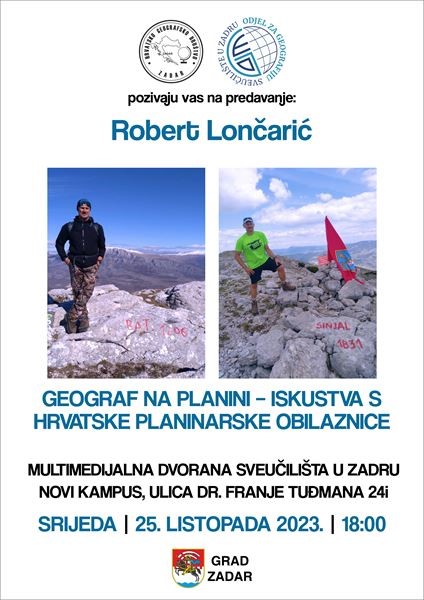 Poziv na predavanje „Geograf na planini – iskustva s Hrvatske planinarske obilaznice“