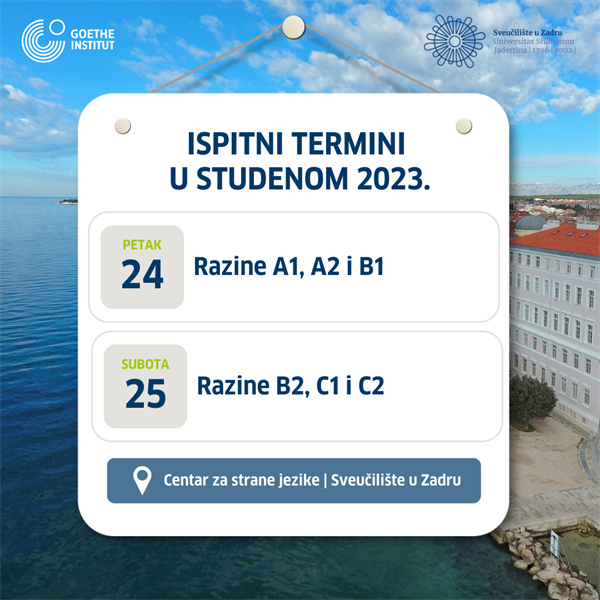 Pristupite testiranju Goethe-Instituta Kroatien u Centru za strane jezike Sveučilišta u Zadru