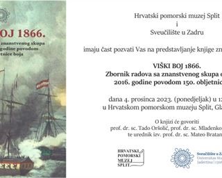 Poziv na predstavljanje knjige "Viški boj 1866."