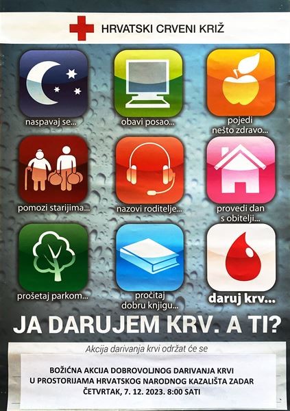 Poziv na akciju dobrovoljnog darivanja krvi