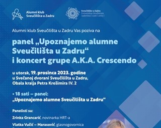 Panel "Upoznajmo alumne Sveučilišta u Zadru" i koncert grupe A.K.A. Crescendo