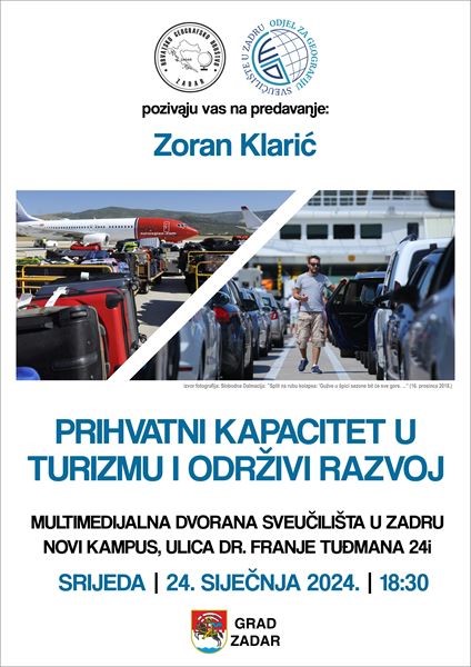 Predavanje prof. dr. sc. Zorana Klarića "Prihvatni kapacitet u turizmu i održivi razvoj"