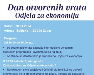 Dan otvorenih vrata Odjela za ekonomiju Sveučilišta u Zadru