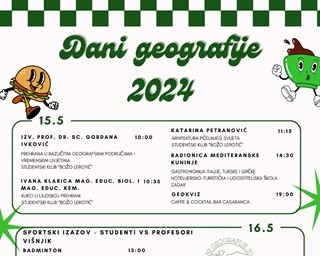 Od 15. do 18. svibnja održavaju se Dani geografije