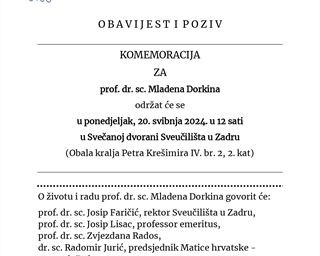 Komemoracija za prof. dr. sc. Mladena Dorkina