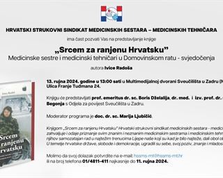 13. rujna predstavljanje knjige „Srcem za ranjenu Hrvatsku"