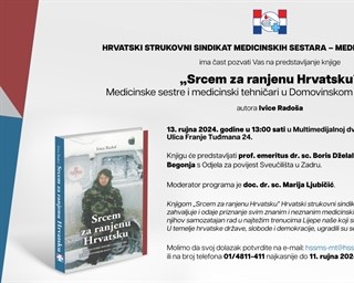 13. rujna predstavljanje knjige „Srcem za ranjenu Hrvatsku"