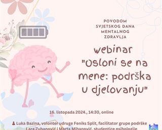 Studentsko savjetovalište poziva na webinar povodom obilježavanja Svjetskog dana mentalnog zdravlja