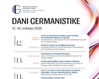Dani germanistike od 12. do 16. svibnja na Sveučilištu u Zadru