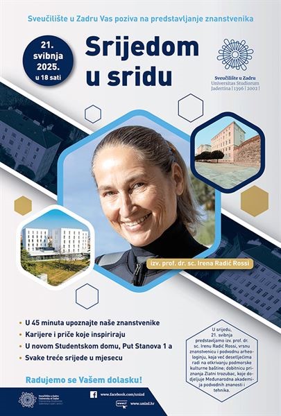 U ciklusu Srijedom u sridu Sveučilište u Zadru predstavlja izv. prof. dr. sc. Irenu Radić Rossi