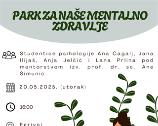 Radionica "Park za naše mentalno zdravlje" 20. svibnja u Perivoju kraljice Jelene Madijevke