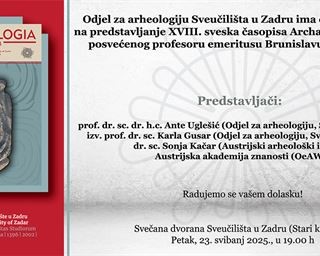 Poziv na predstavljanje časopisa "Archaeologia adriatica"