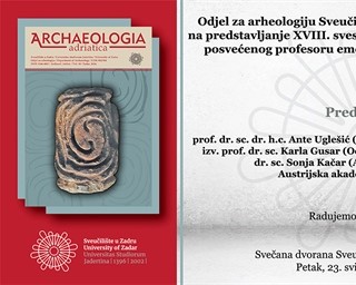 Poziv na predstavljanje časopisa "Archaeologia adriatica"