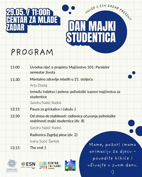 U Centru za mlade Zadar održava se prvi "Dan majki studentica"