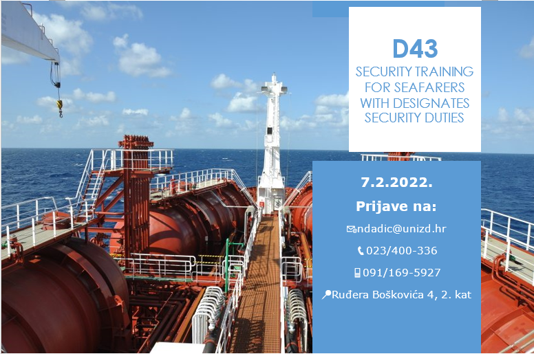 D43 - Posebni program sigurnosne zaštite za pomorce imenovane za sigurnosne dužnosti