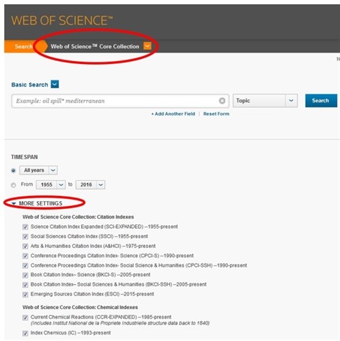 Web of Science Core Collection – uspostavljena pretplata svim citatnim indeskima te drugim bazama na WOS sučelju