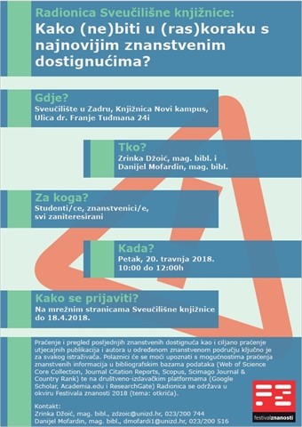 Radionica Sveučilišne knjižnice "Kako (ne)biti u (ras)koraku s najnovijim znanstvenim dostignućima?"