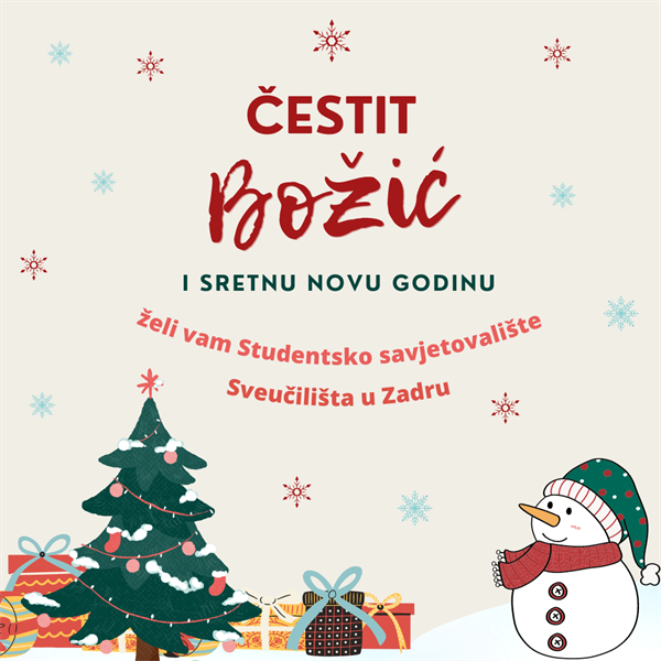 Radno vrijeme Studentskog savjetovališta tijekom božićnih i novogodišnjih blagdana