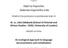 Lingvistička srida: predavanje: dr. sc. Julia Sallabank na temu "An ecological approach to language documentation and revitalisation "