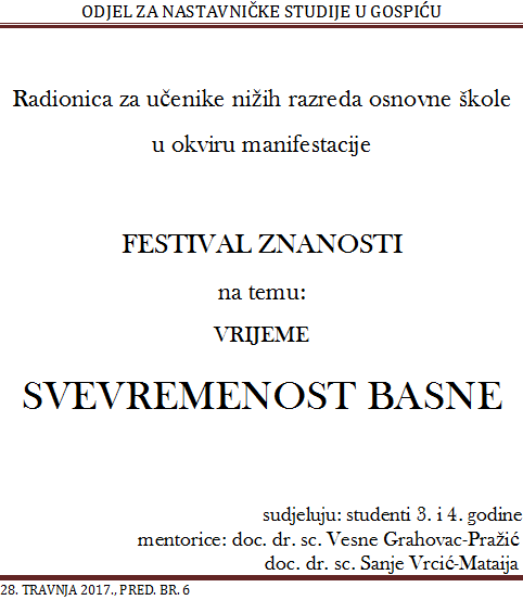   FESTIVAL ZNANOSTI  2017- Svevremenost basne